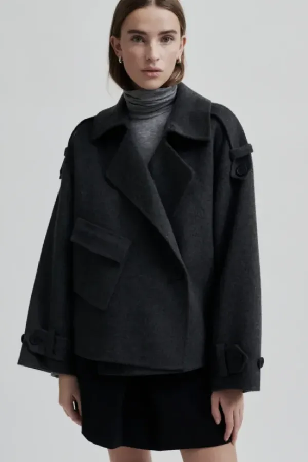 Discount Walance lyhyt villakangastakki, dark grey melange Ulkotakit Ja -Liivit|Uutuudet