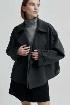 Discount Walance lyhyt villakangastakki, dark grey melange Ulkotakit Ja -Liivit|Uutuudet