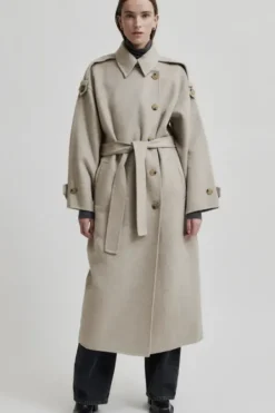 New Walance pitkä villakangastakki, beige melange Ulkotakit Ja -Liivit|Uutuudet