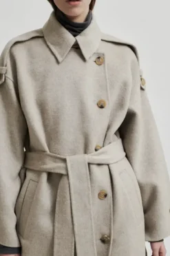 New Walance pitkä villakangastakki, beige melange Ulkotakit Ja -Liivit|Uutuudet