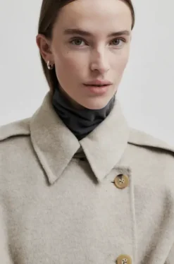 New Walance pitkä villakangastakki, beige melange Ulkotakit Ja -Liivit|Uutuudet