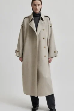 New Walance pitkä villakangastakki, beige melange Ulkotakit Ja -Liivit|Uutuudet