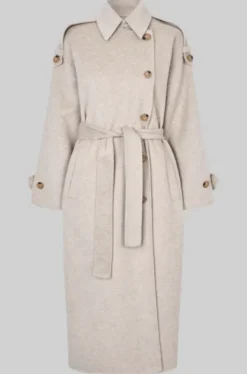 New Walance pitkä villakangastakki, beige melange Ulkotakit Ja -Liivit|Uutuudet